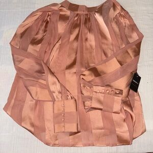 Blush Copper Satin Blouse with Button Accents